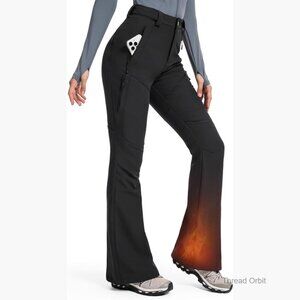 Fleece Lined Water Resistant Ski Pants with 4 Zipper Pockets Thermal